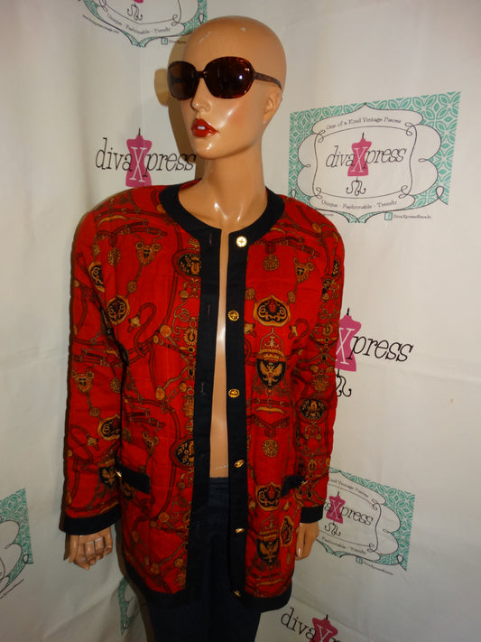 Vintage Leslie Fay Red Chain Jacket Size XL