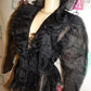 Vintage Claude Bennette Black Sheer Blouse Size L