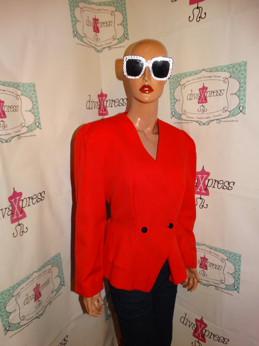 Vintage Lilii Ann REd Peplum Blazer M