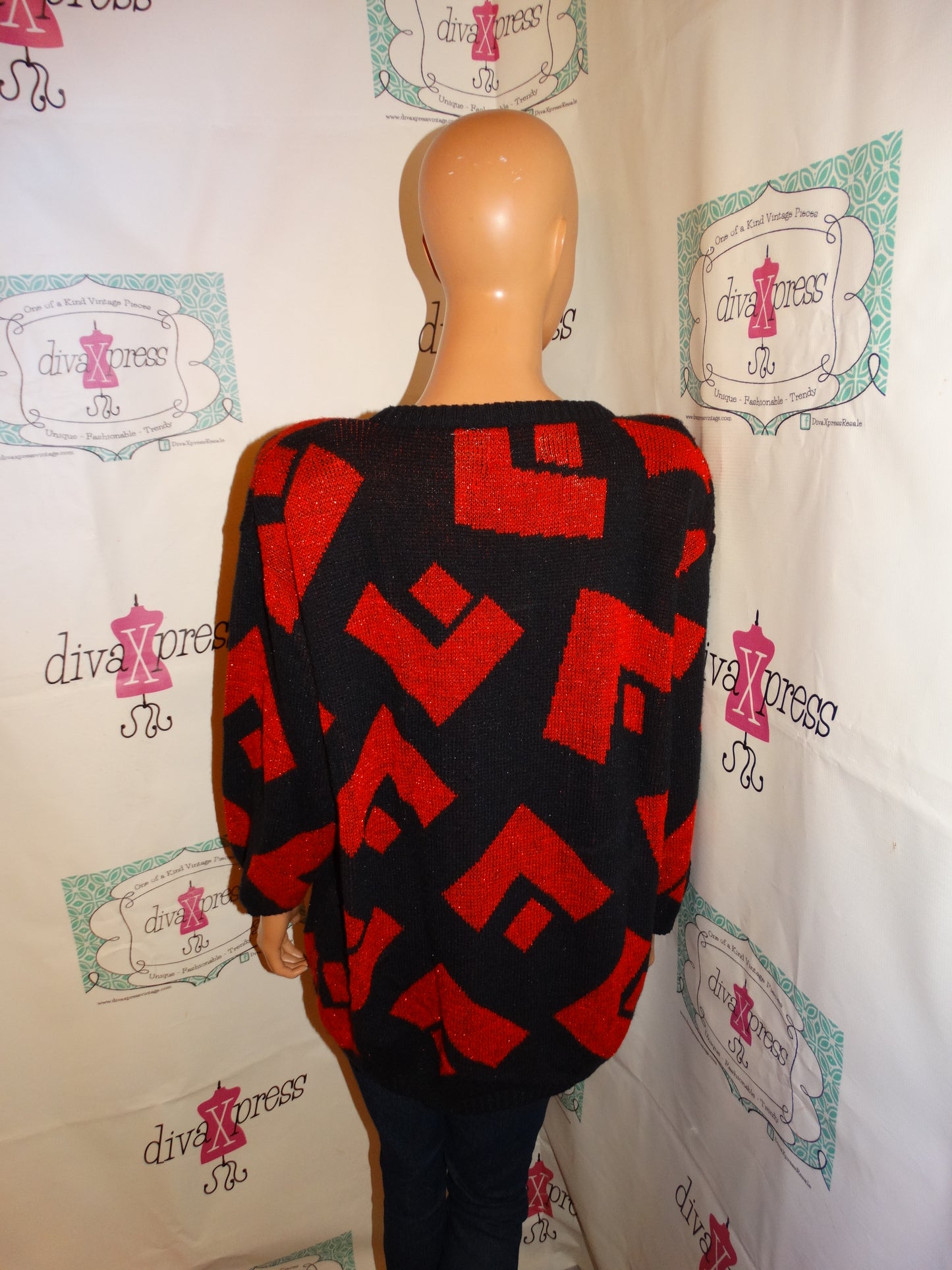 Vintage Limited Collection Black/Red Sweater Size 1x