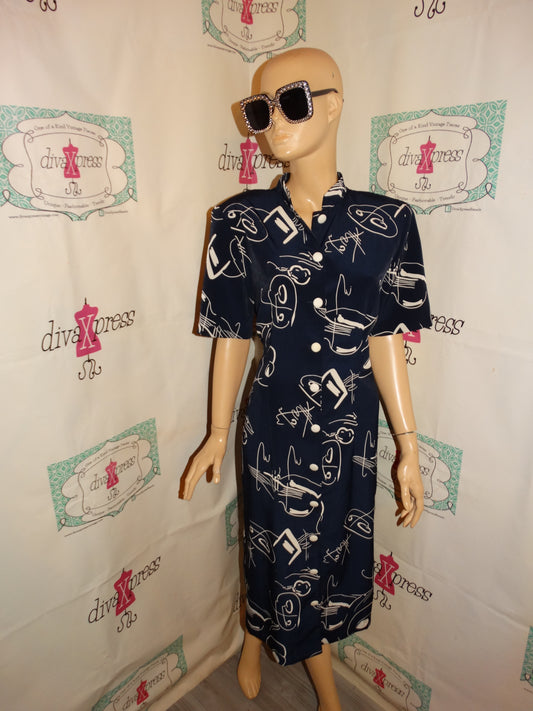 Vintage Jones Of Dallas Blue Face Dress Size M