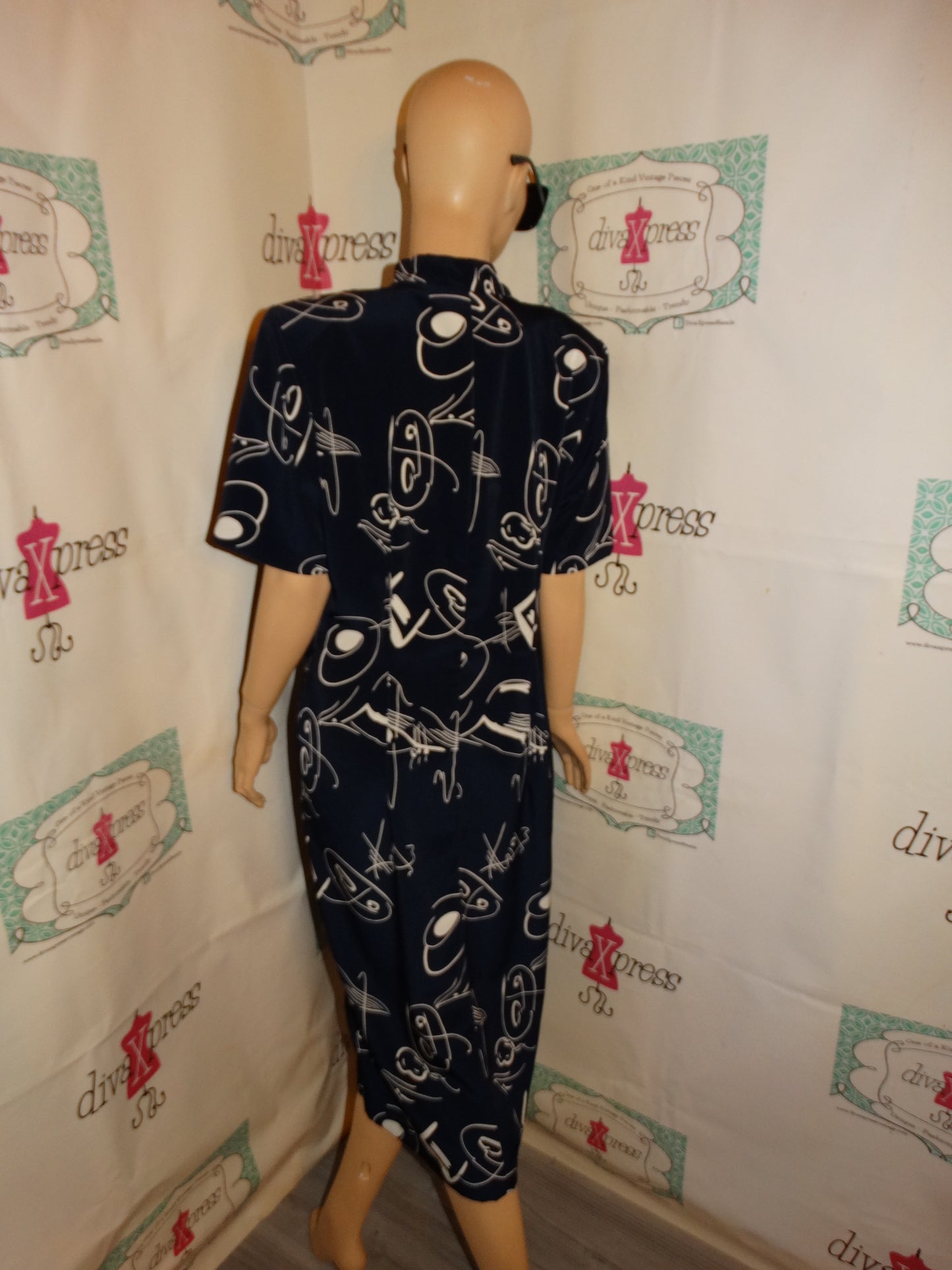 Vintage Jones Of Dallas Blue Face Dress Size M