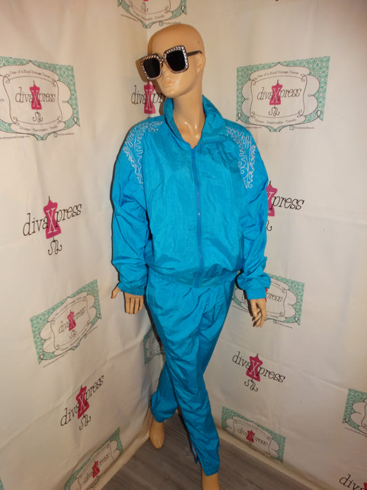 Vintage Sport Casuals Turquoise 2 Piece Track Sweat Suit Size M
