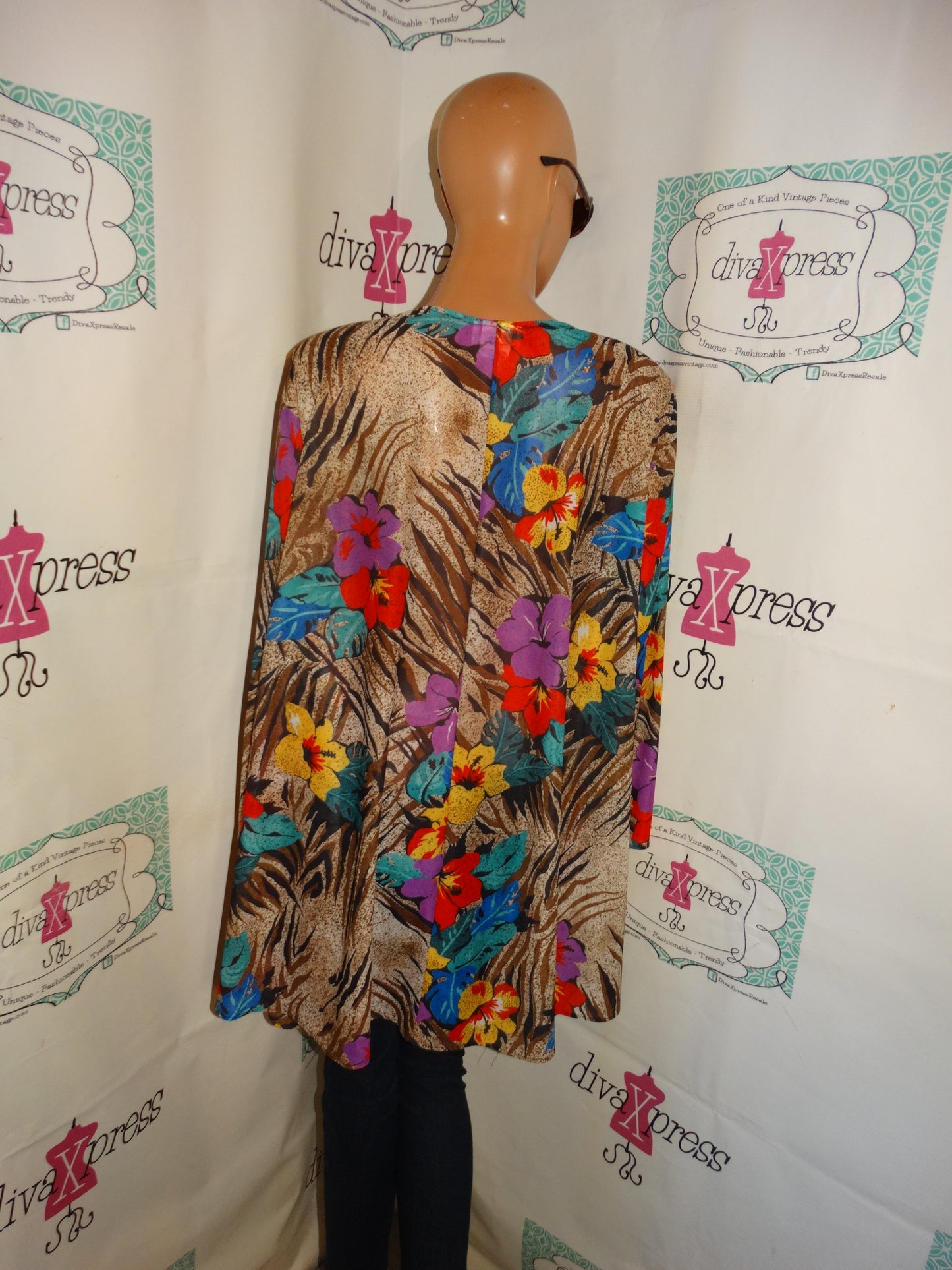 VinTage Romans Brown Floral Blouse/Dress/Throw Size 3x