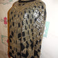 Vintage Oleg Cassini Black Gold Sequins Top Size XL