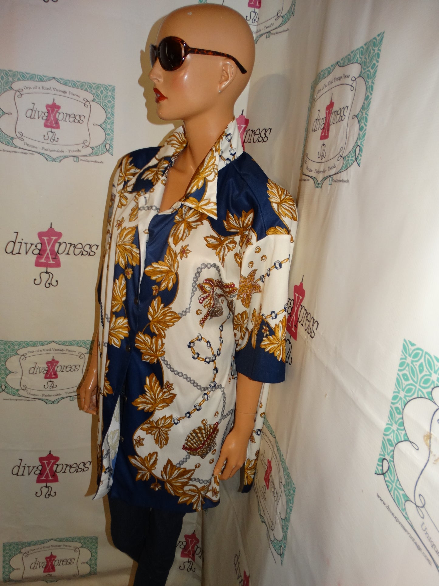 Vintage Lane Bryant Cream Chain Blouse Size 3x