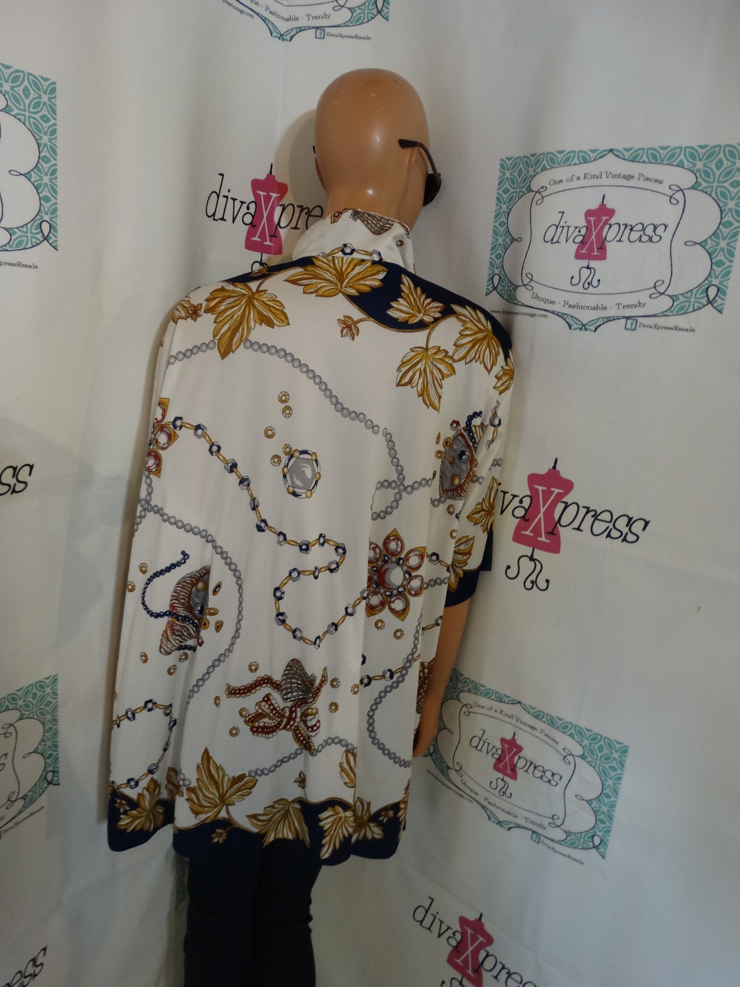Vintage Lane Bryant Cream Chain Blouse Size 3x