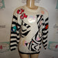 Vintage Spree Black/White Fish Sweater Size XL