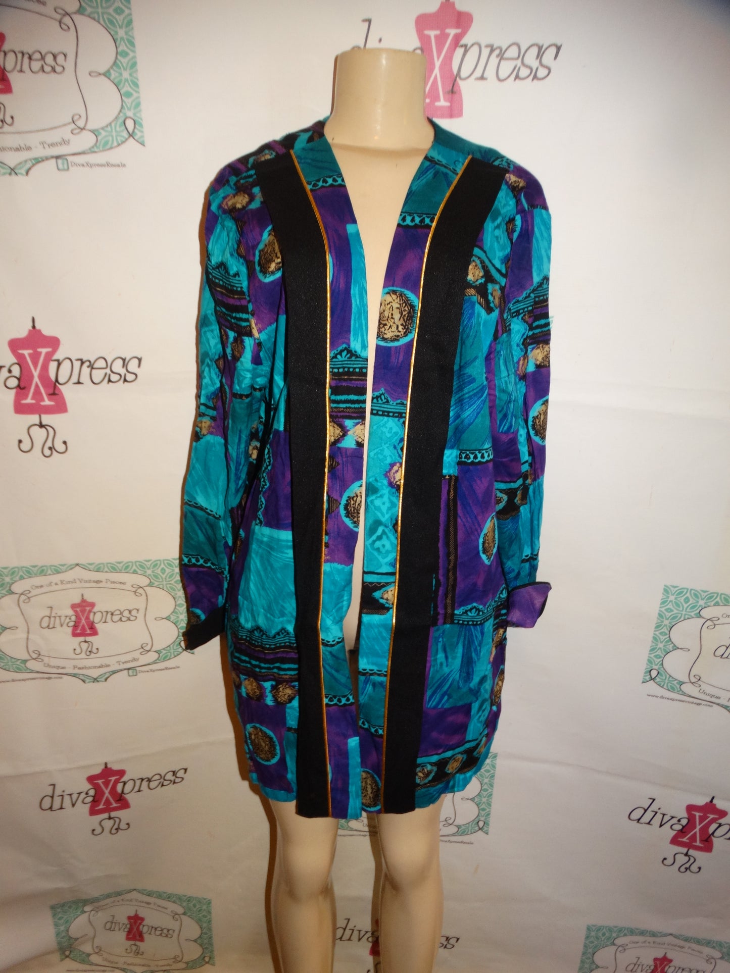 Vintage Ultra Dress Purple/Turquoise Throw Size XL