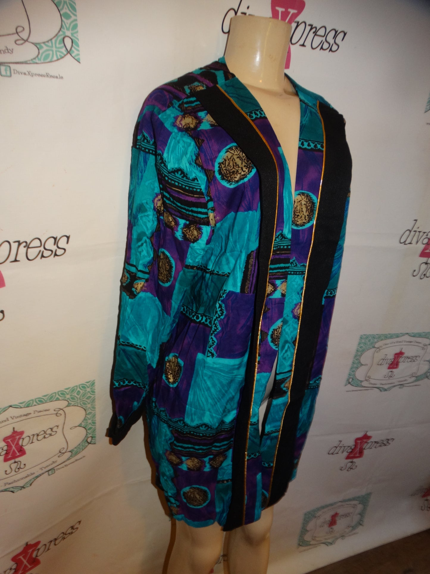 Vintage Ultra Dress Purple/Turquoise Throw Size XL