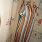Vintage White Colorful Stripe Dress Size M