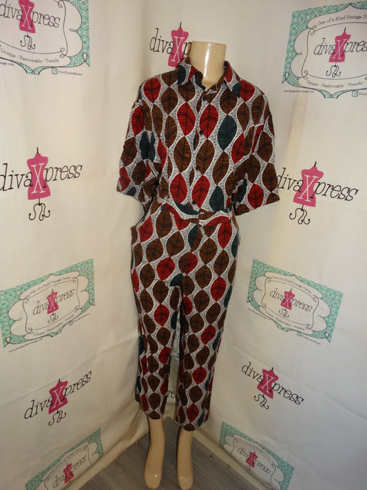 ZM White/Black Burgundy 2 Piece Pants Set Size XL