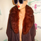 Vintage Kishmer Brown Authentic Fur Collar Coat Size S