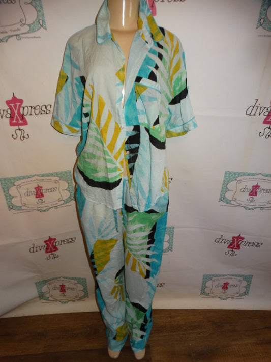 Vintage Blue/Green 2 Piece Pants Set Size XL