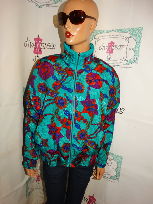 Vintage Lavon Petites Green Bomber Jacket Size S