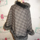 Gray Plaid poncho One Size Fits All