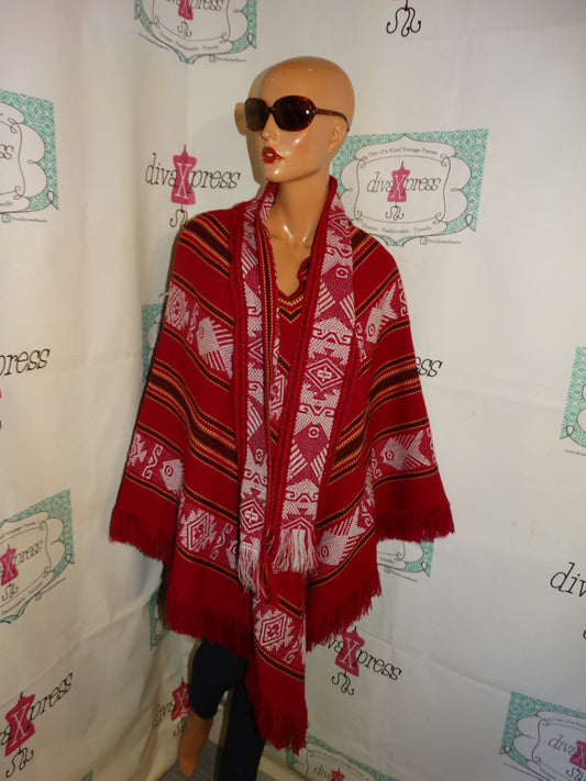 Vintage Tejide Pink/White Poncho 1 Sizes Fits all