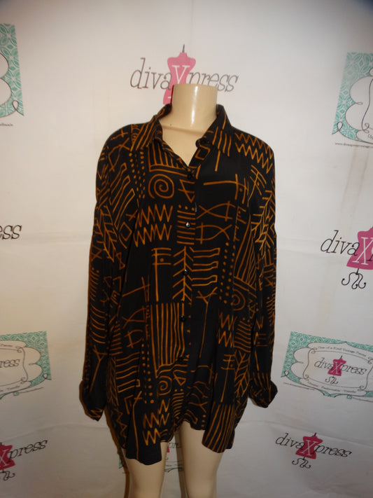 Vintage Ellen Tracey Black/Tan Blouse Size 3x