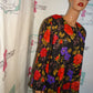 Vintage Jordan Woman  Black Colorful Floral Blouse Size 2x