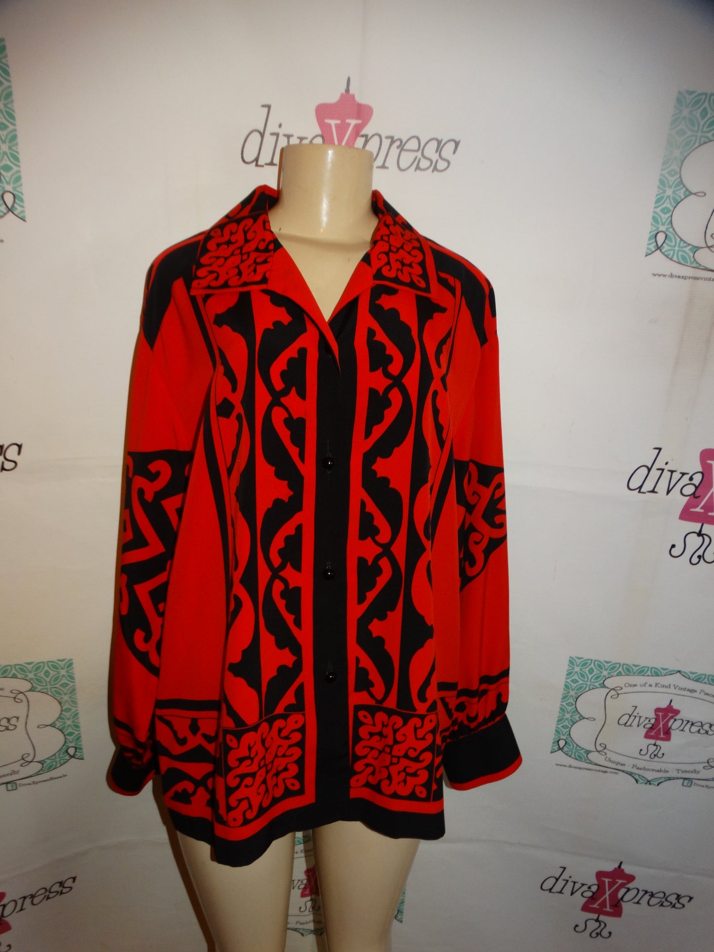 Vintage Brownstone Red/Black Blouse Size 1x