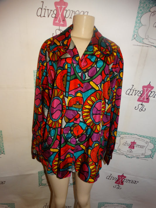 Vintage Christie Jill Colorful Blouse Size 2x