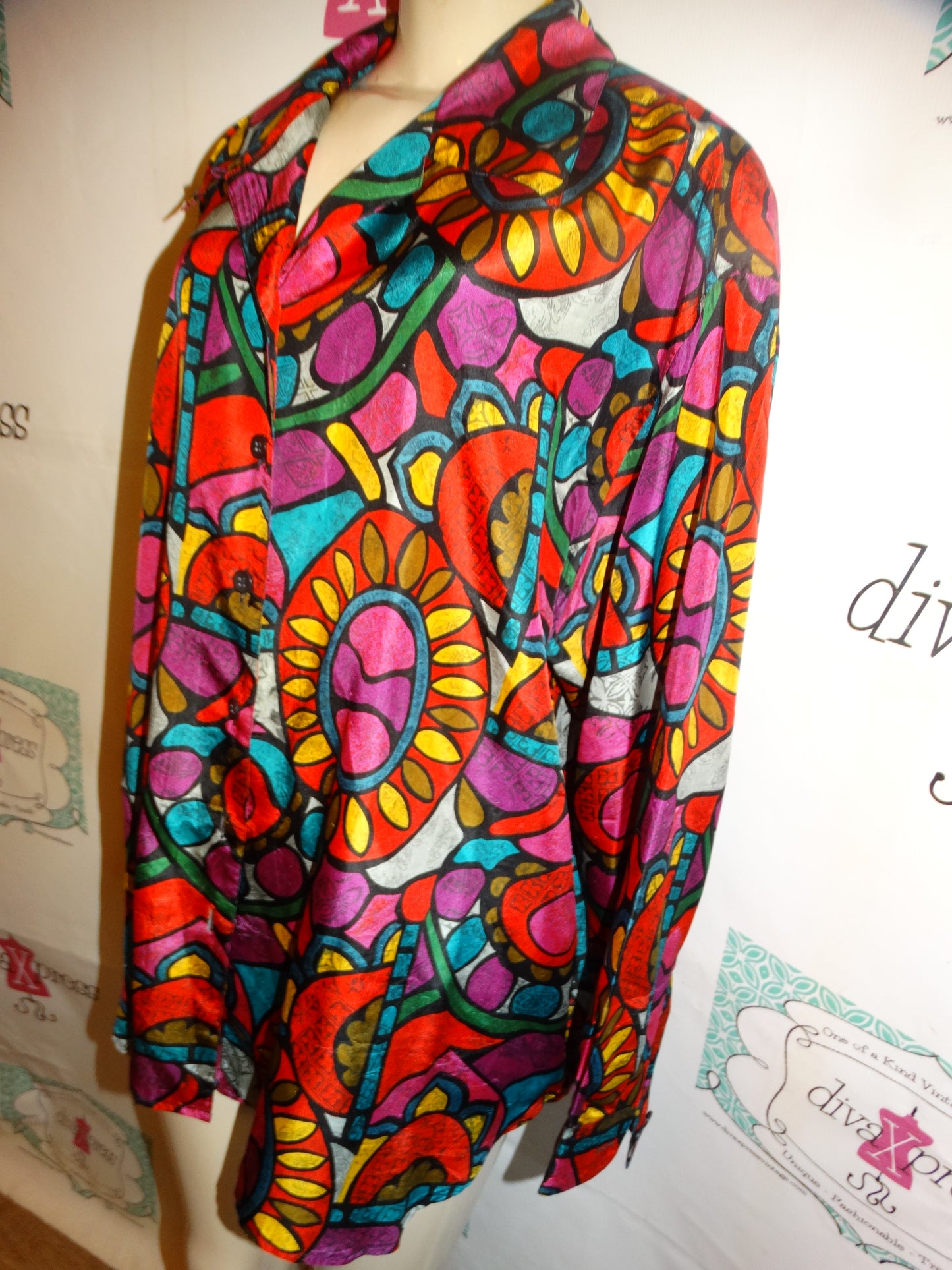 Vintage Christie Jill Colorful Blouse Size 2x