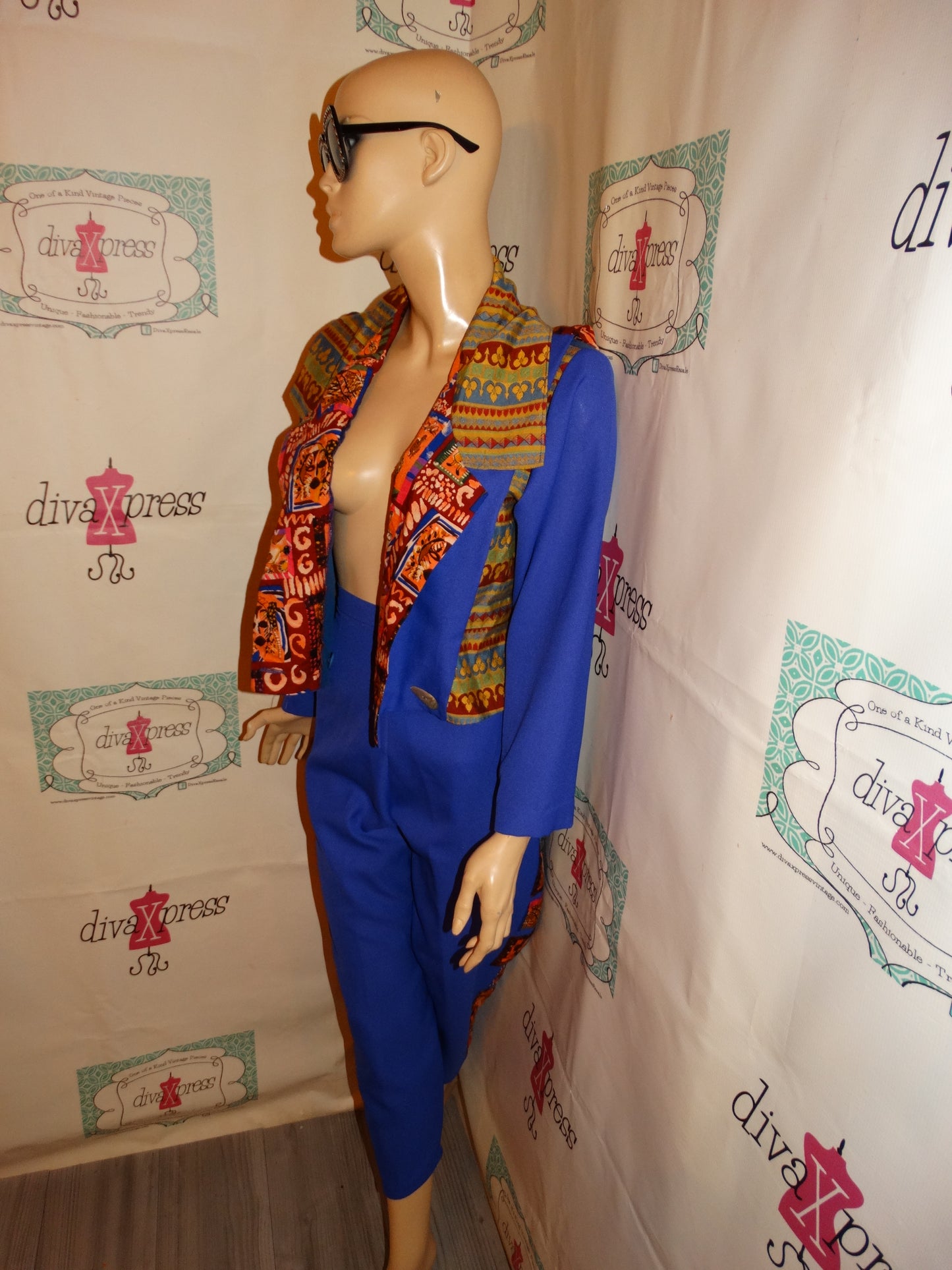 Vintage Purple African Style 2 Piece Pants Set Size L