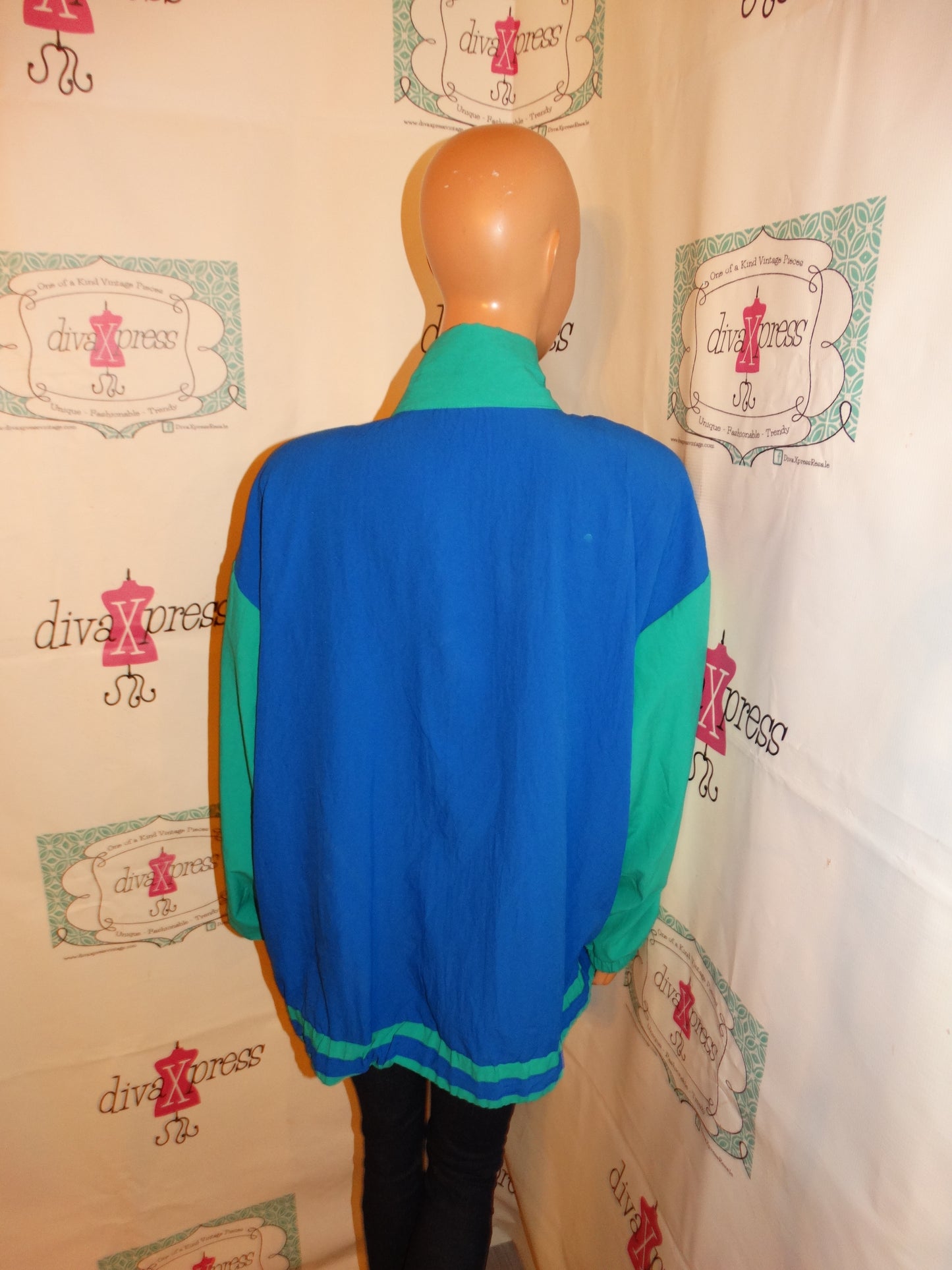 Vintage Silver Threads Green/Blue Colorblock Jacket Size 2x