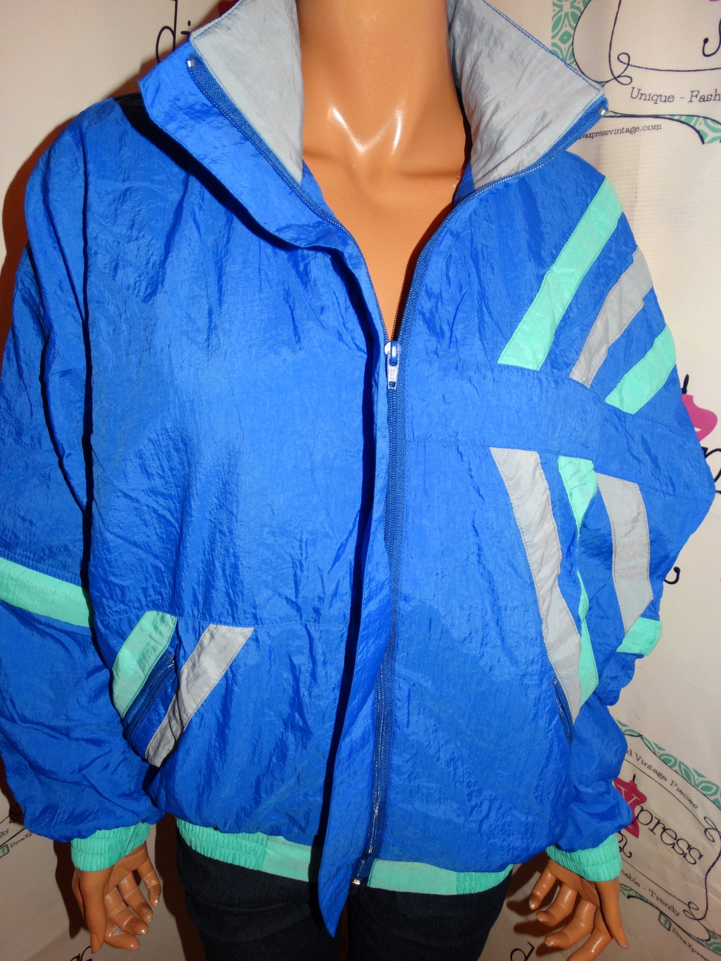 Vintage LA Blue/GReen Bomber Jacket Size L