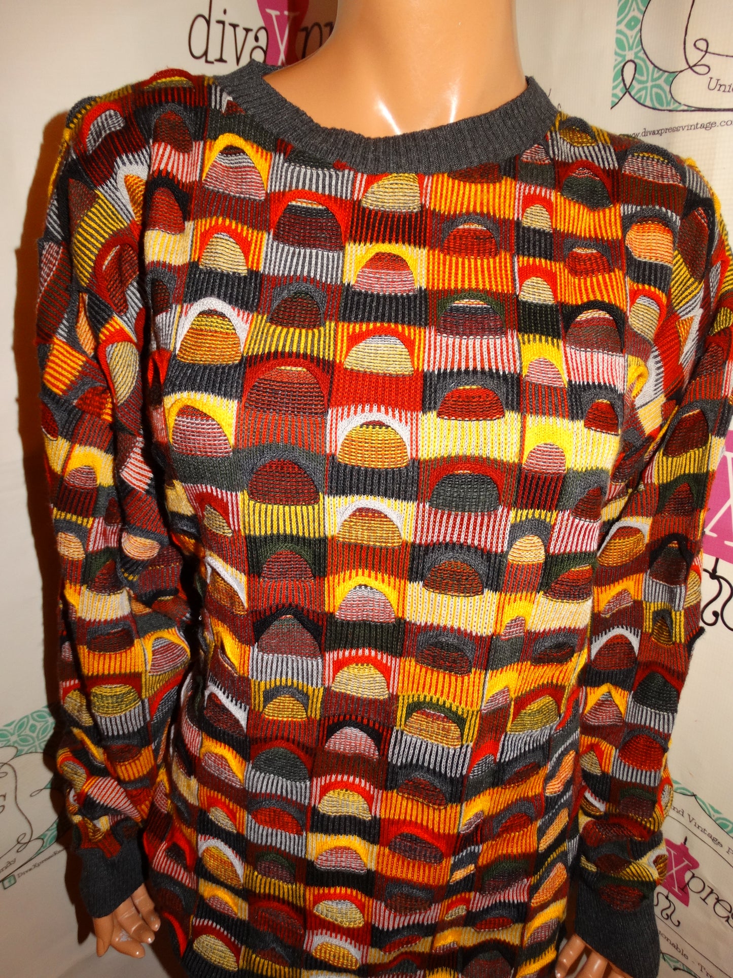 Vintage Protege Colorful Coogi Style Sweater Size 1x