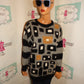 Vintage Mariel Kim Gray/Black/Gold Sweater Size M