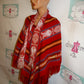Vintage REd Aztec Poncho Size 1 Size Fits All