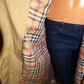 Vintage Tan  Plaid Print Coat Size L
