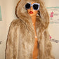 Vintage Together Cream/Brown Faux Fur Coat Size 1x