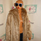Vintage Together Cream/Brown Faux Fur Coat Size 1x