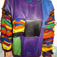 Vintage Saxony Colorful Leather Patch Coogi Style Sweater Size 1x