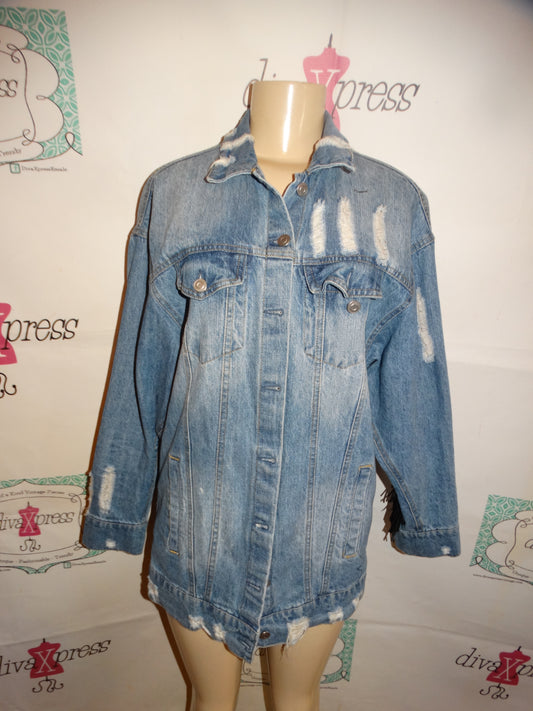 Jean Jacket With Black Shingles Size L