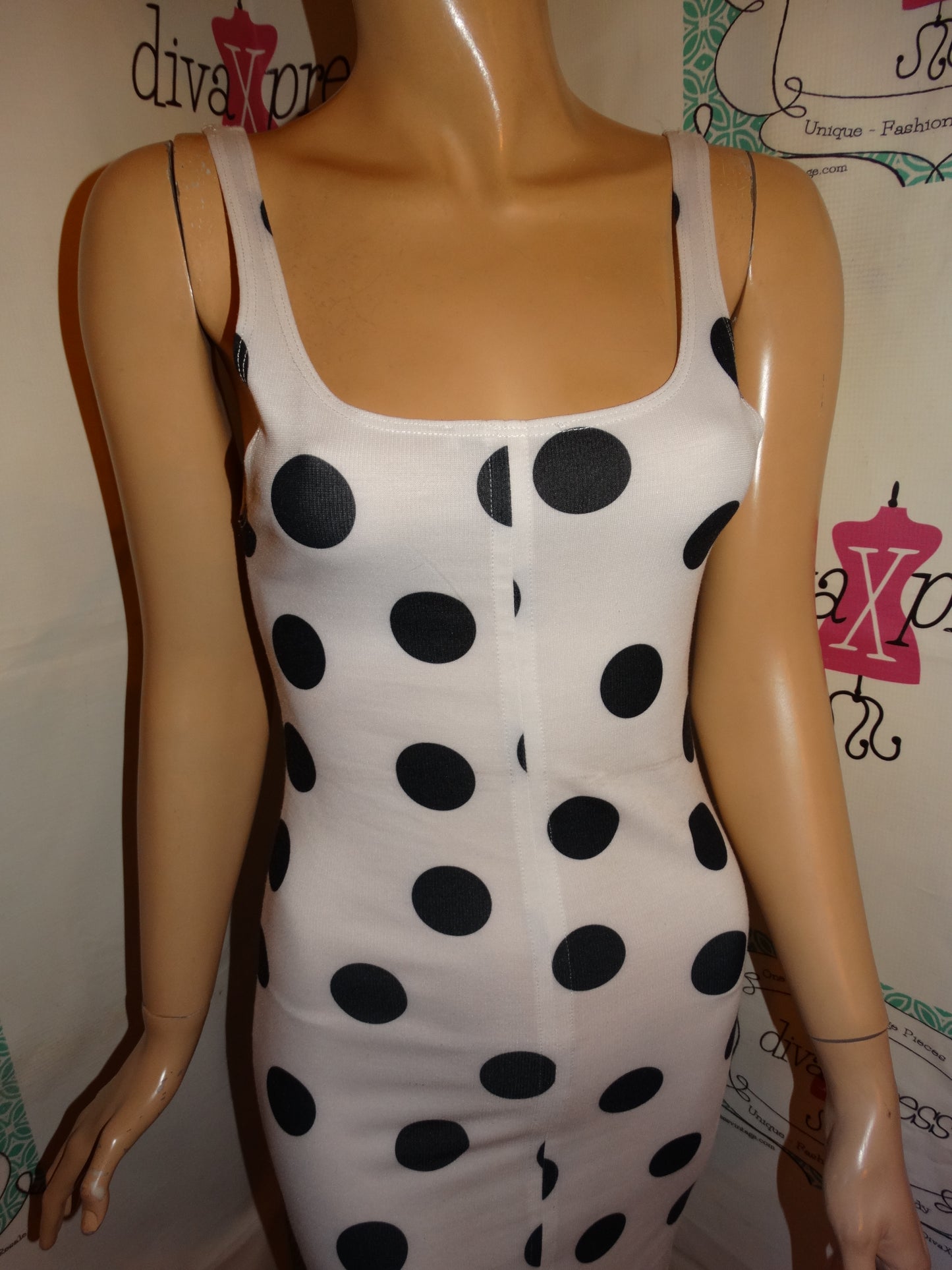 Zara White/Black Polka Dress Size S
