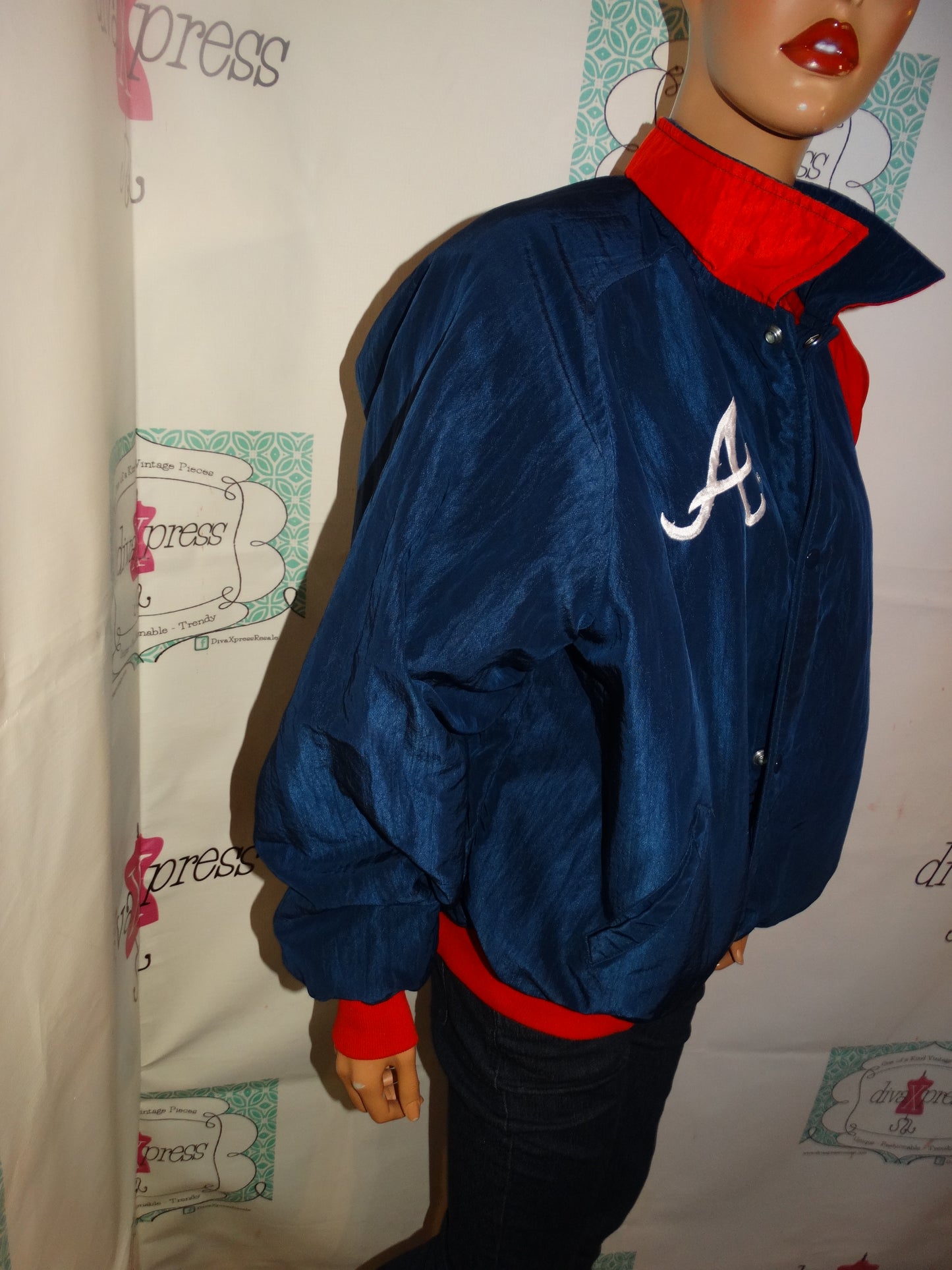 Vintage Starter Atlanta Braves Blue/REd Jacket Size XL