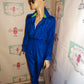 Vintage SK& Company Royal Blue/Green Romper Size M