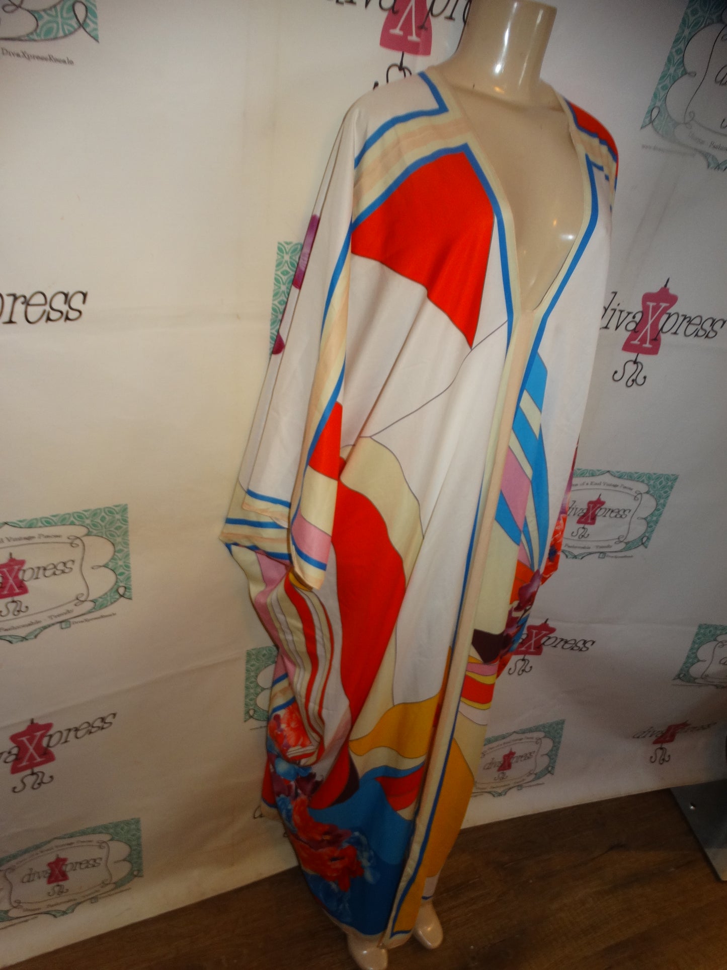White Colorful Kimono Size 3x