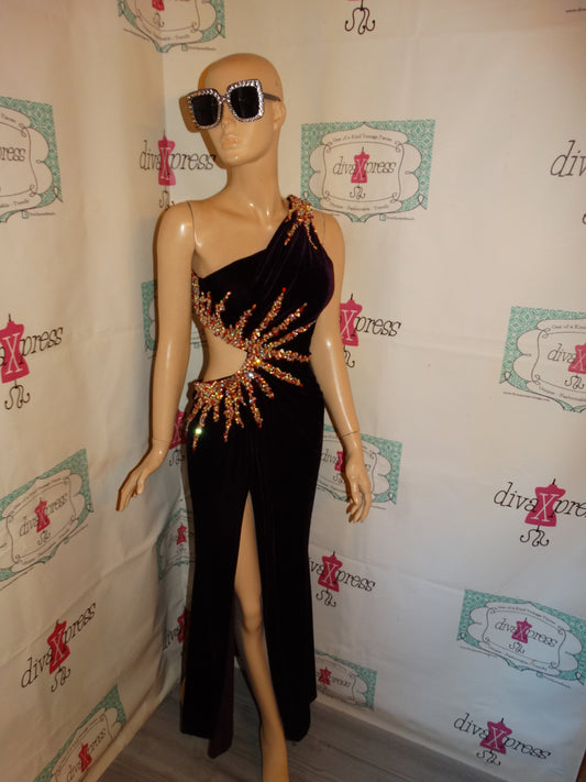 Vintage Jonathan Kayne Purple Beaded Dress Size S