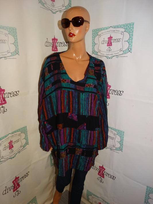 Vintage Purple/Pink Colorful Blouse Size 3x