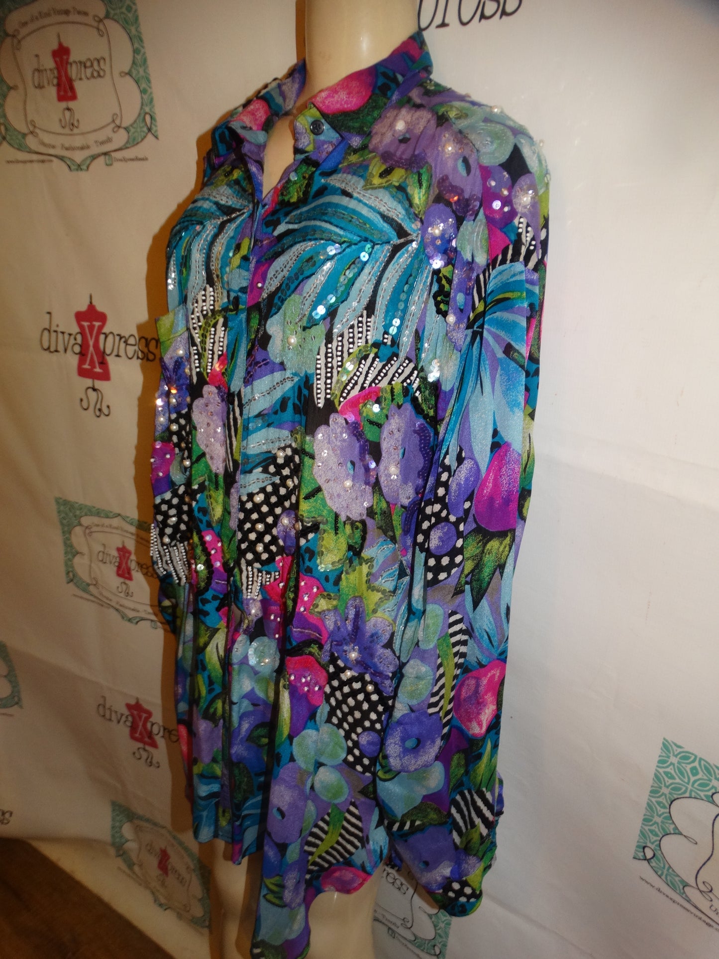 Vintage Judith Ann Plus Colorful Blouse Size 2x