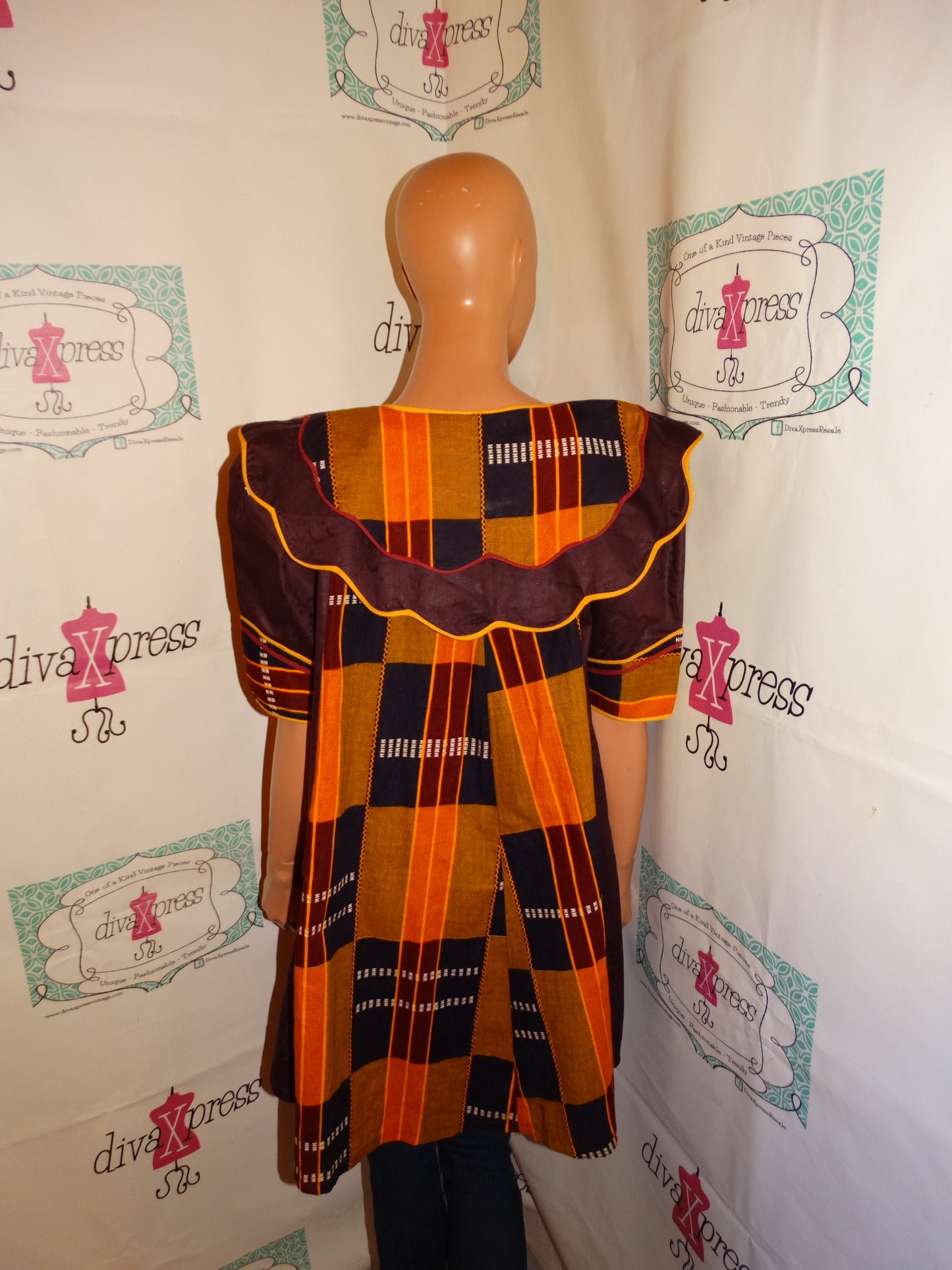 Vintage Purple/Yellow African Style Top Size 2x