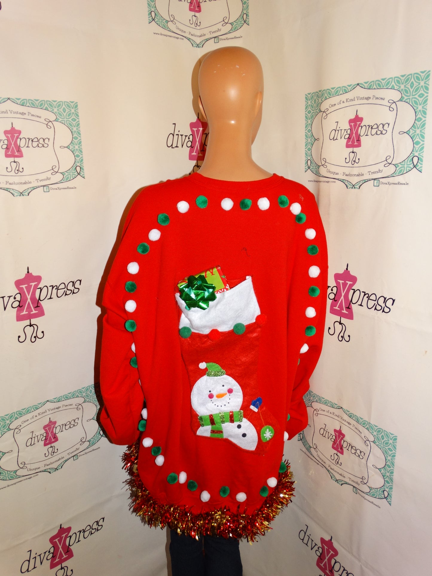 Vintage REd Custom Ugly Christmas Sweater Size 3x