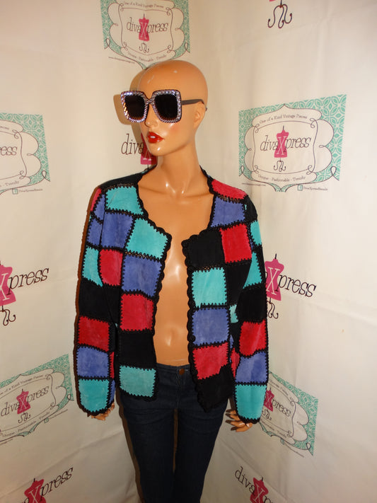 Vintage SMH Pink Colorful Purple Suede Top Size 1x