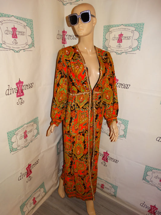 Vintage Pasley Gold Drape Jumpsuit Size L