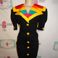 Vintage Shannon Young Black colorful Dress Size S/M