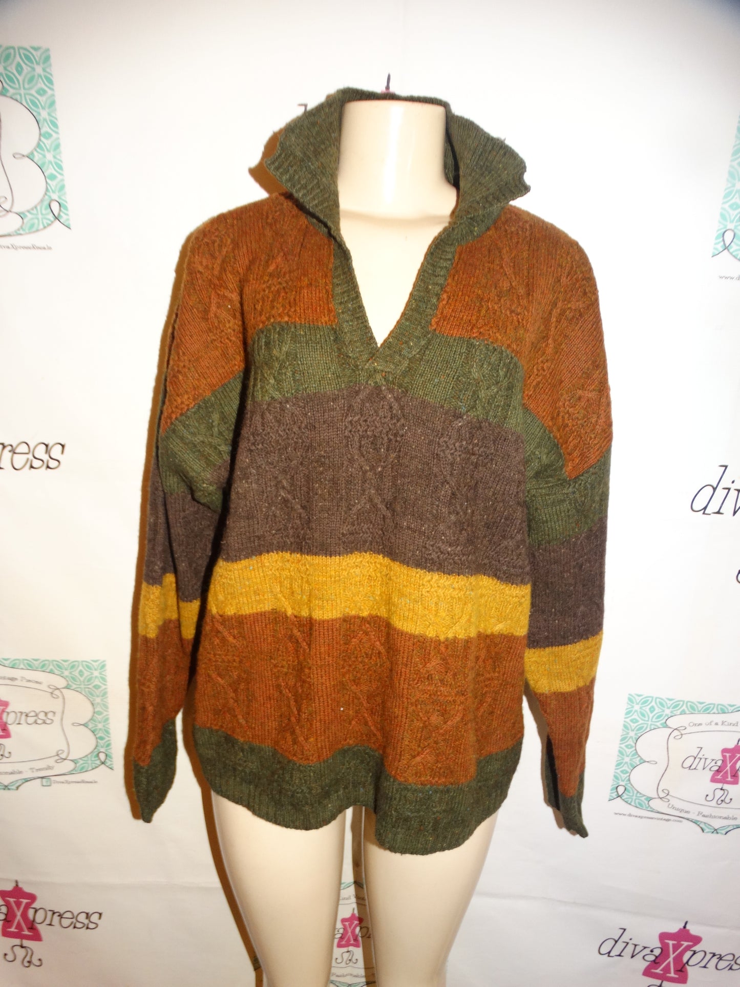 Vintage Jones New York  Rust/Green Sweater Size XL